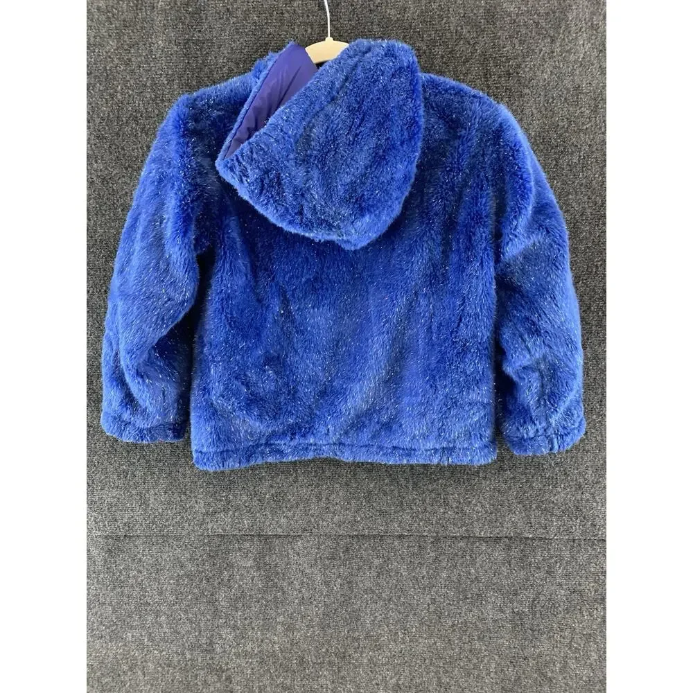 VTG? Girl Cooper Key Reversible Coat Jacket Faux Fur Blue Size 7/8
